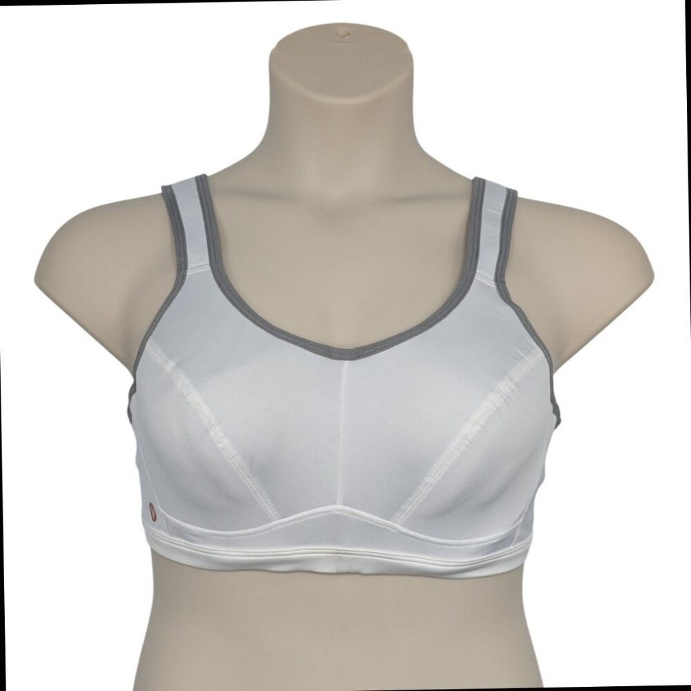 Livi Active Sports Bra 38C Full Coverage Underwire Sports White Gray - Picture 2 of 9